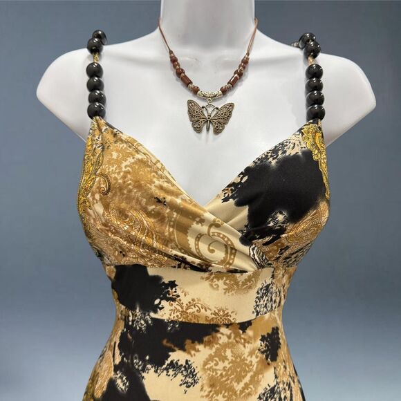 y2k baroque paisley slinky fairycore boho maxi dress - Picture 2 of 7